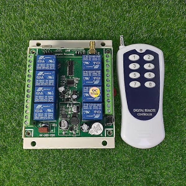 Kompatibel med DC 12V 24V 36V 8 Kanals RF Trådløs Fjernkontroll Bryter Fjernkontroll System 8ch 10A Relé Mottaker +8 Knapp Sender-xindaren D