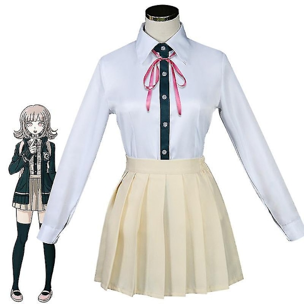 Anime Danganronpa: Trigger Happy Havoc Nanami Chiaki Cosplay Skjortor Toppar Kjolar Peruk Uniform Set Halloween Karneval Kostymer-Xin Costume L