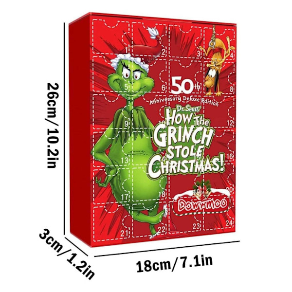 2024 Julekalender med 24 gaver, Grinch juleutklipp-Xin