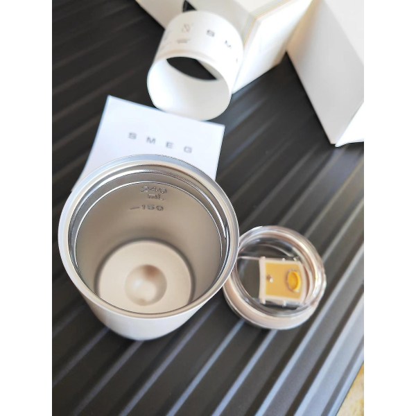 Smeg Termoskopp Varmt Kaffe Isolerad Thermal i termostål Sportflaska med fack Vatten Vit Termos 350ml-Xin