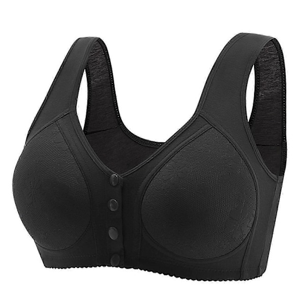 Daisy Bras for Older Women, Daisy Bra for Seniors Front Closure, No Wire Buckle Bra Hot-Xin black 40