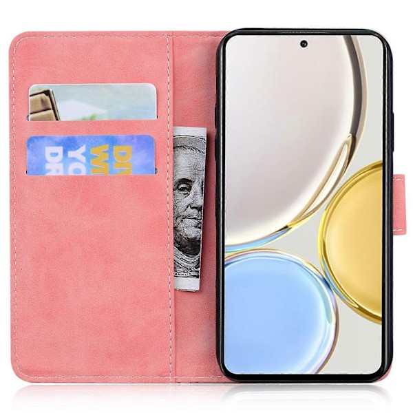 för Honor Magic 5 Lite 5G / X40 5G/X9a 5G Fjärilstryck Fullt Skydd Läder Plånbok Ställ Telefonfodral-Xin Pink