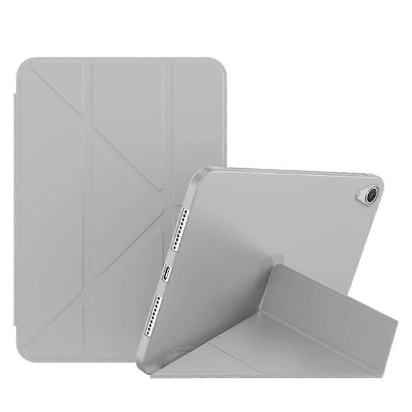 Magnetisk Absorption Origami Smart TPU + PU Læder Tablet Cover til iPad mini (2021)-Xin Grey