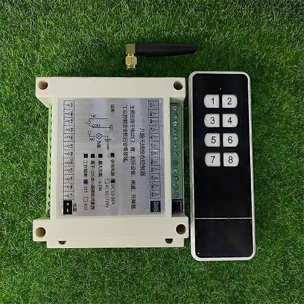 Kompatibel med DC 12V 24V 36V 8 Kanals RF Trådløs Fjernkontroll Bryter Fjernkontroll System 8ch 10A Relé Mottaker +8 Knapp Sender-xindaren D