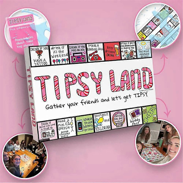 Tipsy Land Roliga Drickspelet Brädspel Uppdrag och Utmaningar Spel för Vänner Sammankomster - Xin