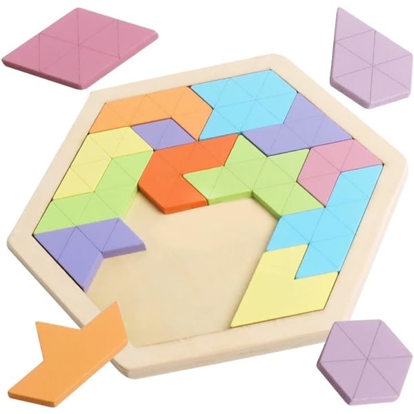 Galaxy Hexagon Puzzle for Kids Educational Game Toys Tangram Wooden Puzzle-Xin