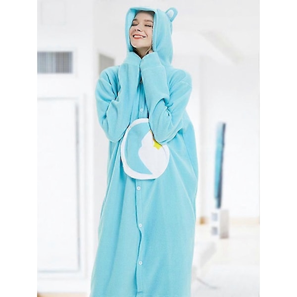Tecknad Björn Onesie Pyjamas för Vuxna - Cosplay Kostym för Halloween - Mjuka Fleece Hemmakläder-Xin Yellow S