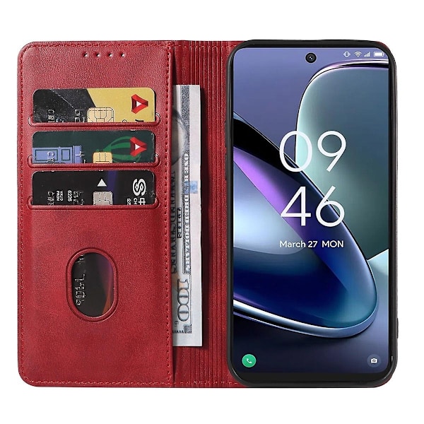 Magneettinen nahkakotelo yhteensopiva TCL 50 5G -xindarenin kanssa Red