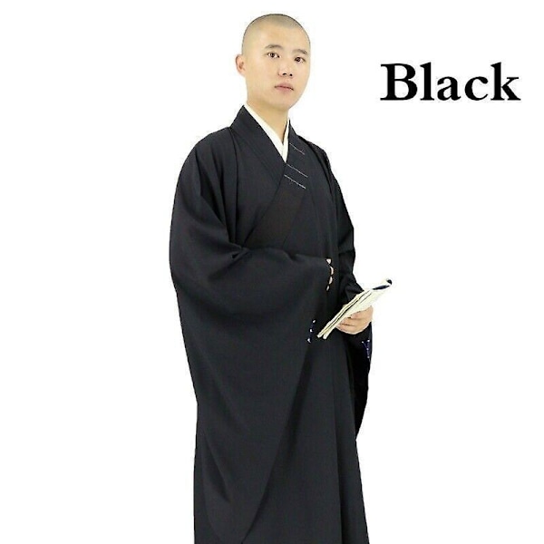 Mænd Shaolin Buddhistisk Munk Kjole Meditation Haiqing Robe Kung Fu Dragt Unisex-Xin black 43