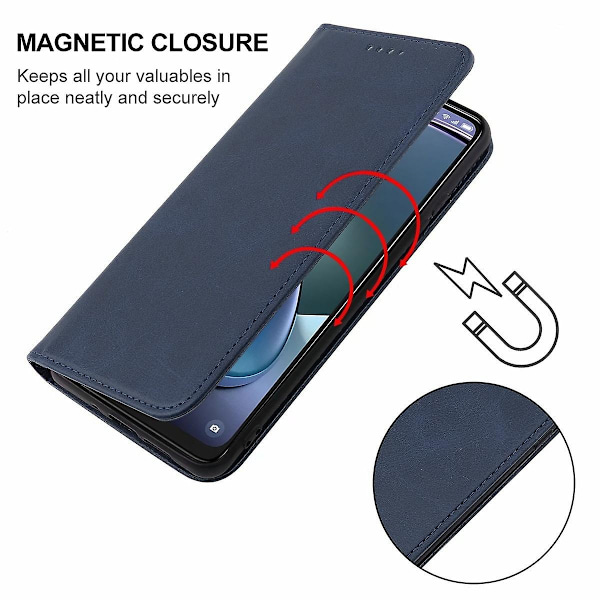 Magnetiskt Läderfodral Kompatibelt med TCL 50 5G-xindaren Blue