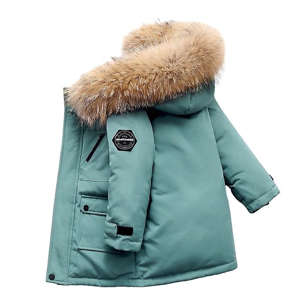 Poikien Talvitakki Lapsille Huppu Untuvatakki Lämmin Parka-Xin GREEN 120cm