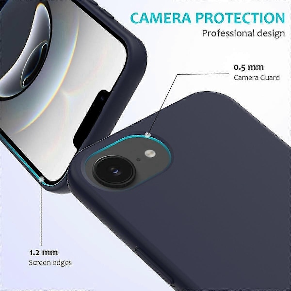 Yhteensopiva iPhone 16e -kotelon kanssa, pudotuksenkestävä nestemäinen silikoni pehmeällä vuorauksella varustettu takakuori - Vihreä-xindaren Midnight Blue
