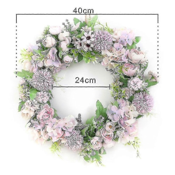 Konstgjord Pionkrans - Dörrkrans 40cm Falsk Pion Vårkrans Kompatibel Ytterdörr, Vägg, Bröllop, Heminredning-o-xindaren blue