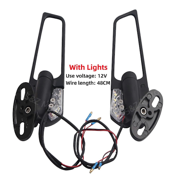 för Kawasaki ZX10R ZX9R ZX7R ZX6R ZX636 ZX12R ZX14R Modifierad Vindvinge Justerbar Roterande Backspegel Motorcykelspegel med Ljus maxpower-Xin Large Mirror