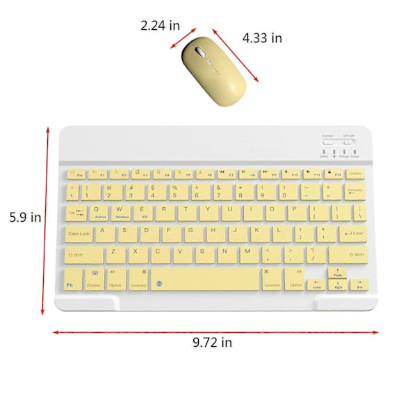 Bluetooth-näppäimistö ja -hiiri, kannettava BT langaton näppäimistö ja hiiri Android PC -tabletille - Xin YE
