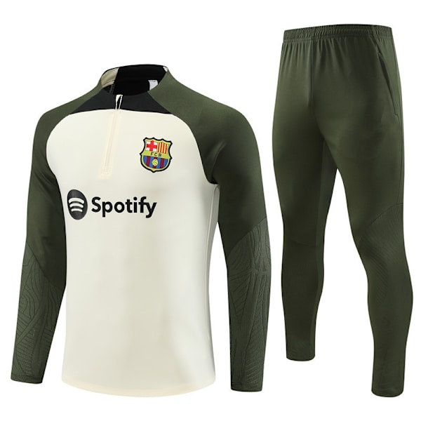 2324 säsong Barcelona Royal M Arsenal långärmad halv spår kostym vuxen fotbollslag uniform träningsdräkt långärmad kostym Off White-2-Xin off white-2 16