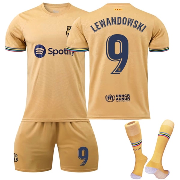 Lewandowski #9 22-23 Nya säsongens fotbollströjor Jersey Set 2223 Barcelona Hem Golden Special Edition-Xin Golden Special Edition Kids 24(130-140CM)