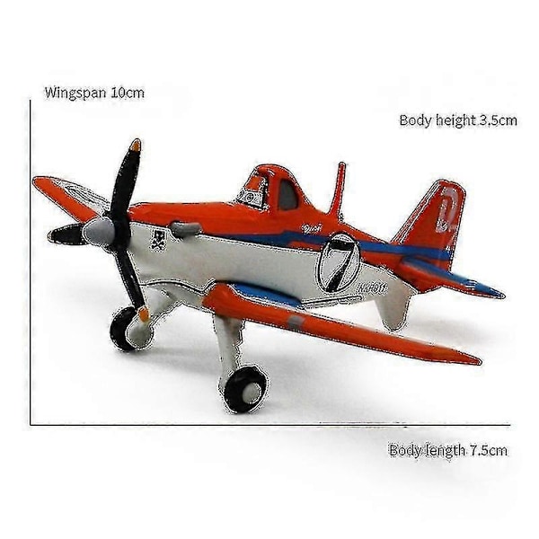 Leksaksflygplan i legering Story Dust Dusty No. 7 Kapten No. 5 No. 11 Fighter Leksak Modell Gåva (orange Dust No. 7)-Xin