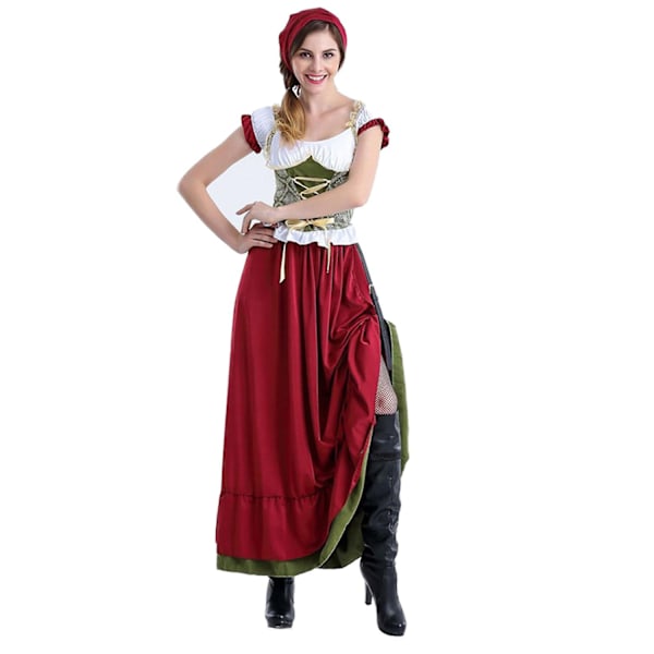 Nye Oktoberfest Kostumer til Kvinder, Tysk Kostumekjole, Bayerisk Dirndl Kjole, Oktoberfest Outfit - Xin Red L