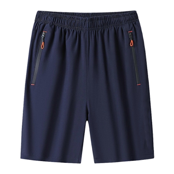 Treningsshorts for menn med glidelåslommer, vaskbare high-stretch bukser for treningsstudio - Xin Blue 4XL