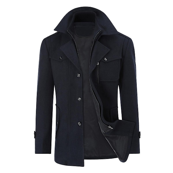 Herrar Dubbel Krage Fick Peacoat-Xin Dark Blue M