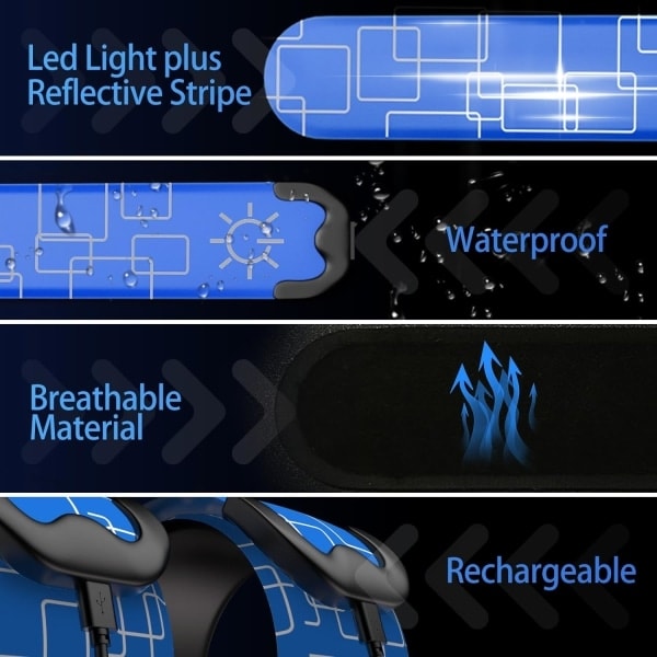 Løbearmbånd 2-pak Runner Løbe Lys Genopladelig Reflekterende Løbeudstyr Lys Armbånd Høj Synlighed LED Armbåndslys Blå-Xin blue