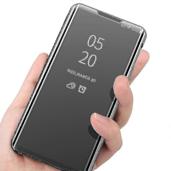 Belagt Spejl Overflade Visningsvindue Læder Telefon Cover Stativ til Oppo Find X3/x3 Pro - Sort-Xin Rose Gold