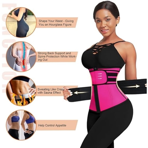 Midjetränare för kvinnor Plus Size Två bälten Neopren Träningskorsett Midjetrimmer-Xin XL