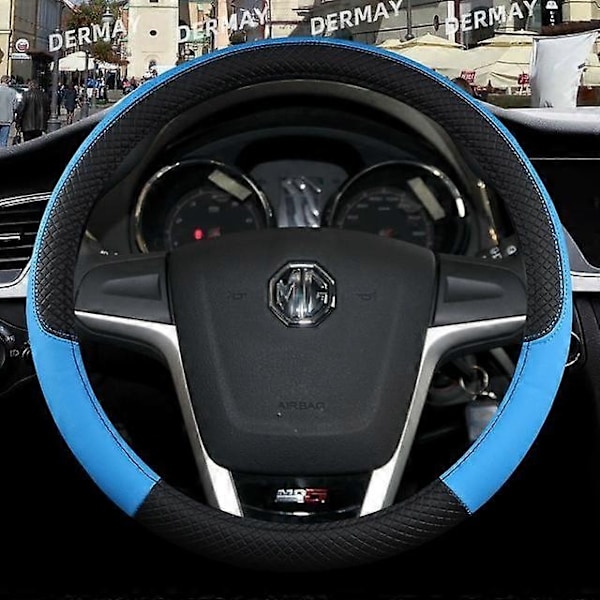 Passer til MG HS ZS EV MG3 3SW MG5 MG6 MG7 ZR EHS EZS GT 9 Farver Bil Ratdæksel PU Læder Anti-slip Autodele - Xin O shape Blue