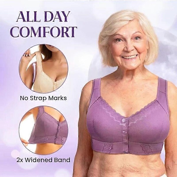 Evybliss BH'er, BH'er - Åndbare BH'er med frontlukning til seniorer - Xin purple 44