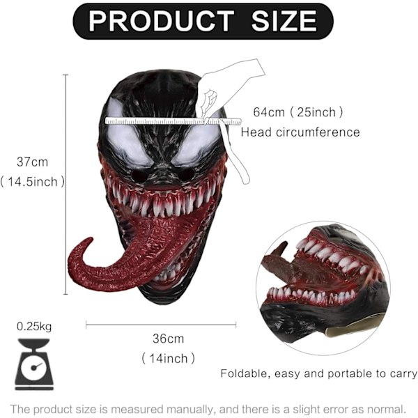 Venom Mask Latex Mask Cosplay Lång Tunga Cosplay Jul Film-Xin