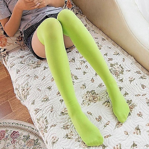 Dame Over Knæ Gennemsigtige Strømper Skridsikre Fløjlsstrømper Lårhøje Candy Farve Hold Ups Cosplay-Xin orange