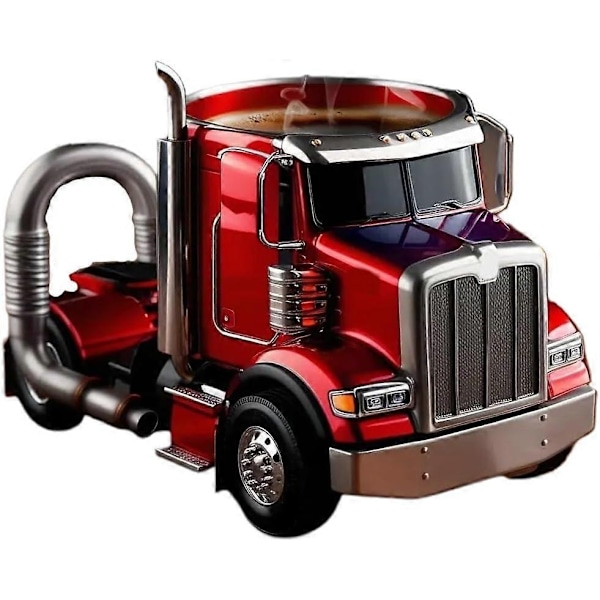 Lastbil Kaffe Kops, 11 oz Halvtrailer Formet Keramik Kaffe Kops, Lastbil Kaffe Kops, Unik Gave til Kaffe og Lastbil Elskere - Xin Red