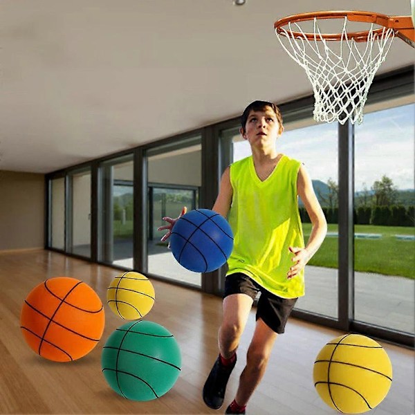 The Handleshh Silents Basketball Bærbar Blød Hoppebold til Indendørs Aktiviteter - xindaren Green 24cm