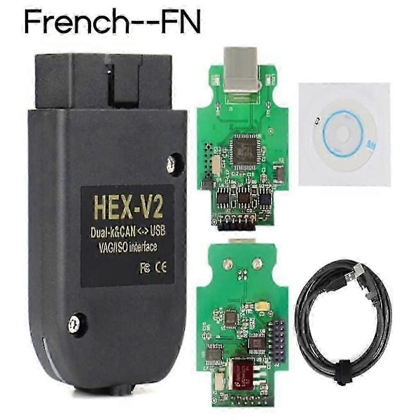 Flerspråkigt VCDS HEX X2 22.3 HEX CAN USB-gränssnitt V2 ATMEGA162+16V8+FT232RQ-Xin French