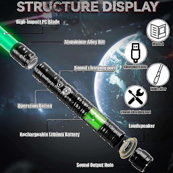Lys Saber Laser Sverd Rgb 7 Farger Endringsbar Elektronisk Lys Sverd Lyd1stk-svart-Xin