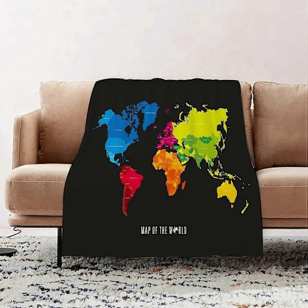 Varm Mjuk Värld internationell karta Pläd Filt, Vinter Varm Soffa Säng Pläd Säng Picknick Filt Överkast Mjuk Plysch Trädgård Mysig Stol 168x229cm-xindaren 80x60in 200x150cm