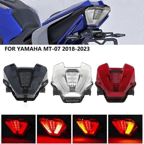 Kompatibel med Yamaha MT07 2018-2023 Baklys Brems Blinklys Baklampe Motorsykkel MT 07 Baklys Integrert Modifisert Tilbehør Motor-xindaren Red