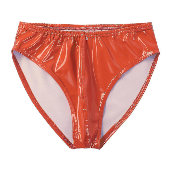 Herre Wet Look Patent Leather Truser Undertøy Elastisk Linning Underbukser for Club Pole Dancing-xindaren Orange XL
