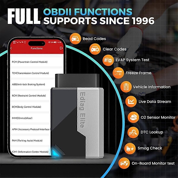 Ediag Elite OBD2 Scanner All System Bil Diagnostikverktyg 15 Service Dubbelriktad Kontroll OBD2 Diagnostikverktyg - xindaren