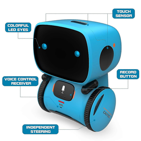 Robotleke for barn, interaktiv smart snakkende robot med stemmestyrt berøringssensor, talegjenkjenning, bursdagsgaver - Xin Blue