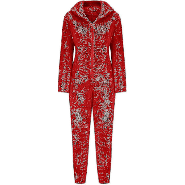 Sexy Voksen Onesie Pyjamas Kvinders Hip Flap Uld Hætte Onesie Pyjamas Kvinders Fluffy Pyjamas-Xin Red Medium