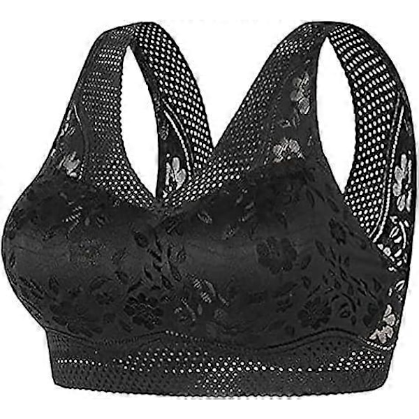 Ortopedisk BH för Kvinnor, Anti-Häng BH för Äldre Kvinnor, Hållningskorrigerande BH, Andningsbar Push up BH - Xin Black 4X-Large