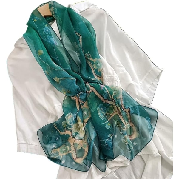 Chiffonscarf Damhalsduk Sjal Skyddar Mot Sol Och Vind 1 Dekorativ Tunn Sidoscarf För Kvinnor Havsstrand Handduk-XIN