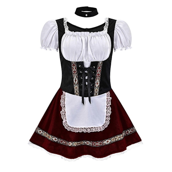 Lyxig Oktoberfest Ölservitris Utklädningsdräkt Heidi Kostym Bayersk Tysk Klänning-Xin Black 4XL