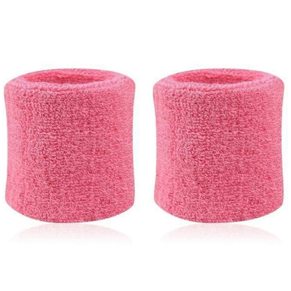 2 kpl Urheiluranneke Yksivärinen Imukykyinen Puuvilla Hengittävä Nopeasti Kuivuva Hikinauha Tennikseen - Xin Pink