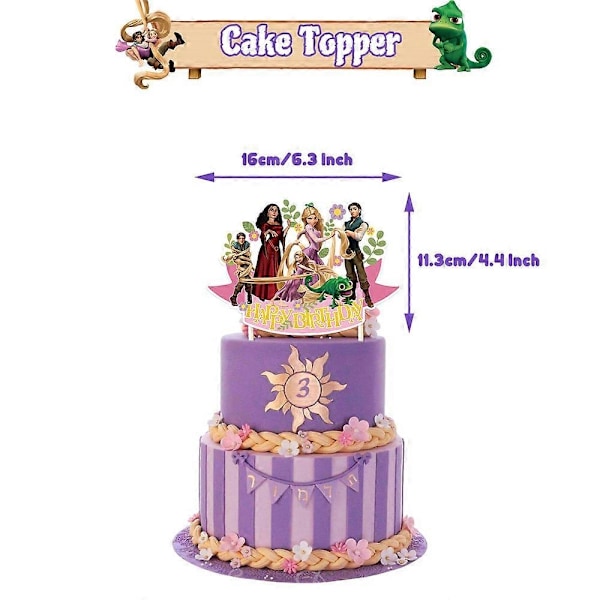 Trassel Rapunzel Tema Födelsedagsfest Tillbehör Banner Ballong Muffin Tårtdekoration Set-Xin