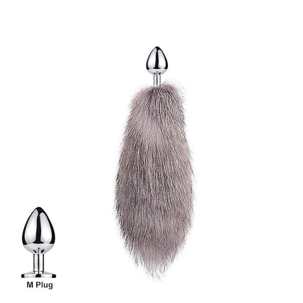 Svansplugg Rävsvans Katt Små Rekvisita Äkta Hår Liten Svans Avtagbar Hundleksak Sp-Xin Silver Fox M