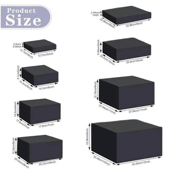 8x Akryl Kub Display Box Riser Nesting Riser Ställ för Mat Tårta Dessert Vit-xindaren Black
