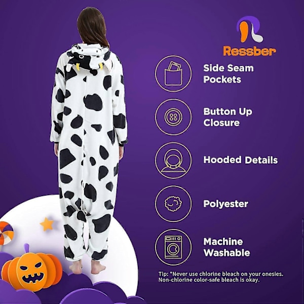 Vuxen Onesie Pyjamas Djur Onesie Halloween Kostym Julpyjamas Onesie-Xin Cow Small